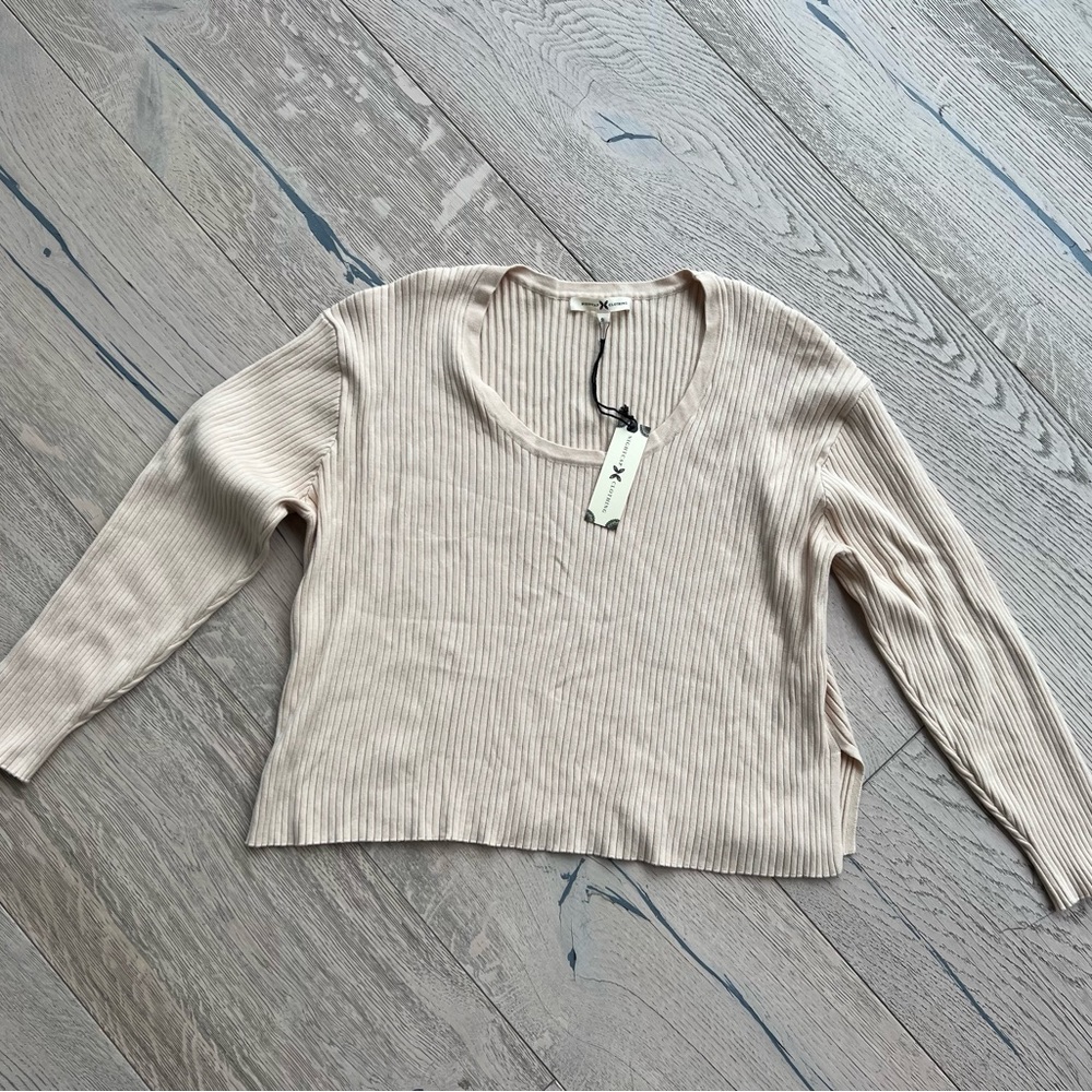 Nightcap Clothing beige scoop neck sweater in small